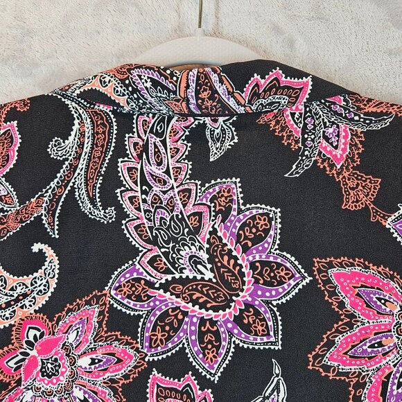 Catherines Womens 1X Button up Blouse 3/4 Sleeve Paisley Multi-Color office bold - Picture 9 of 10